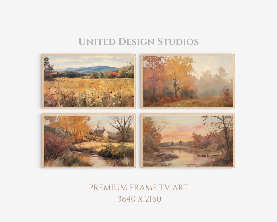 Fall Frame TV Art Set, Classic Autumn Landscape