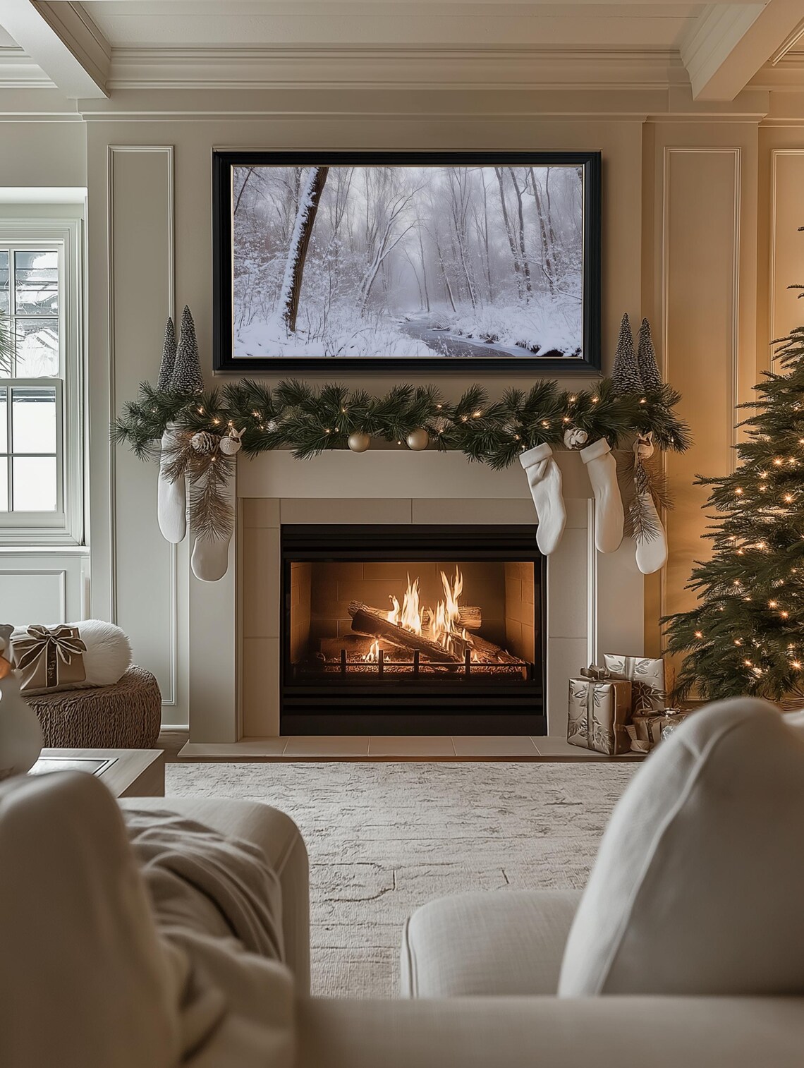 Frame Tv Winter Art Art Of Winter Forest Stream Covered In Snow Frame Tv Art Farmhouse Winter Forest Tv Art Holiday Frame Tv Art - Image 2