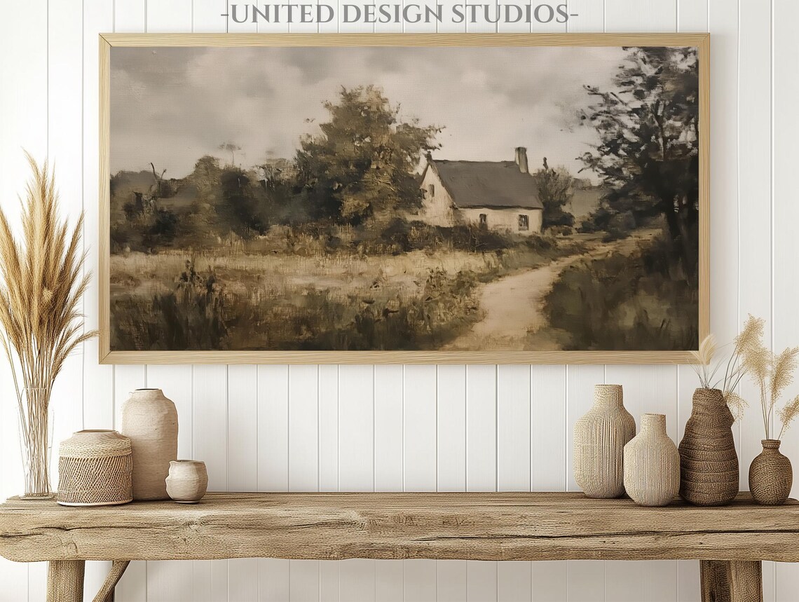 Fall Frame Tv Art Fall Cottage Oil Painting Tv Art Country Landscape Tv Art Farmhouse Decor Cottage Core Tv Art - Image 2