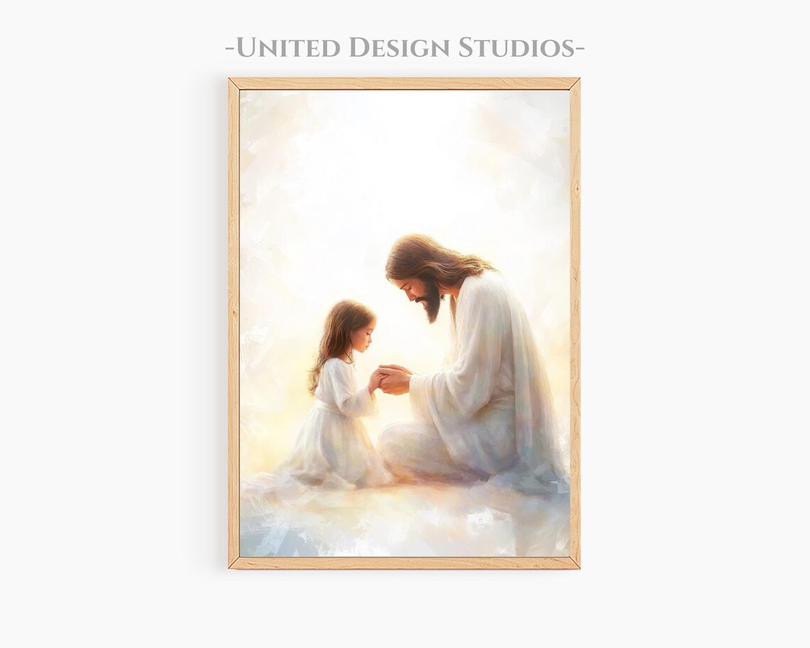 Jesus Christ With a Young Girl Christian Art Print