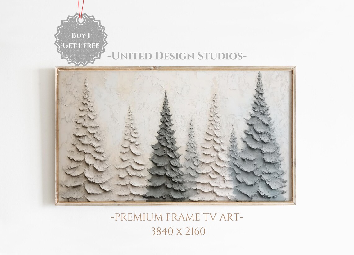Neutral Abstract Christmas Tree Art Print
