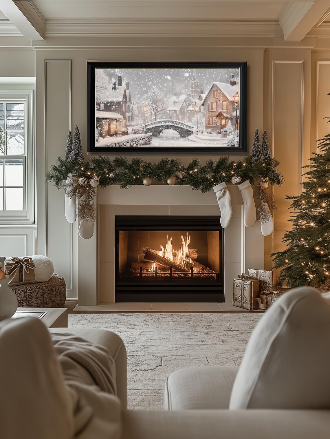 Winter Town Christmas Illustration Art Print - Image 2