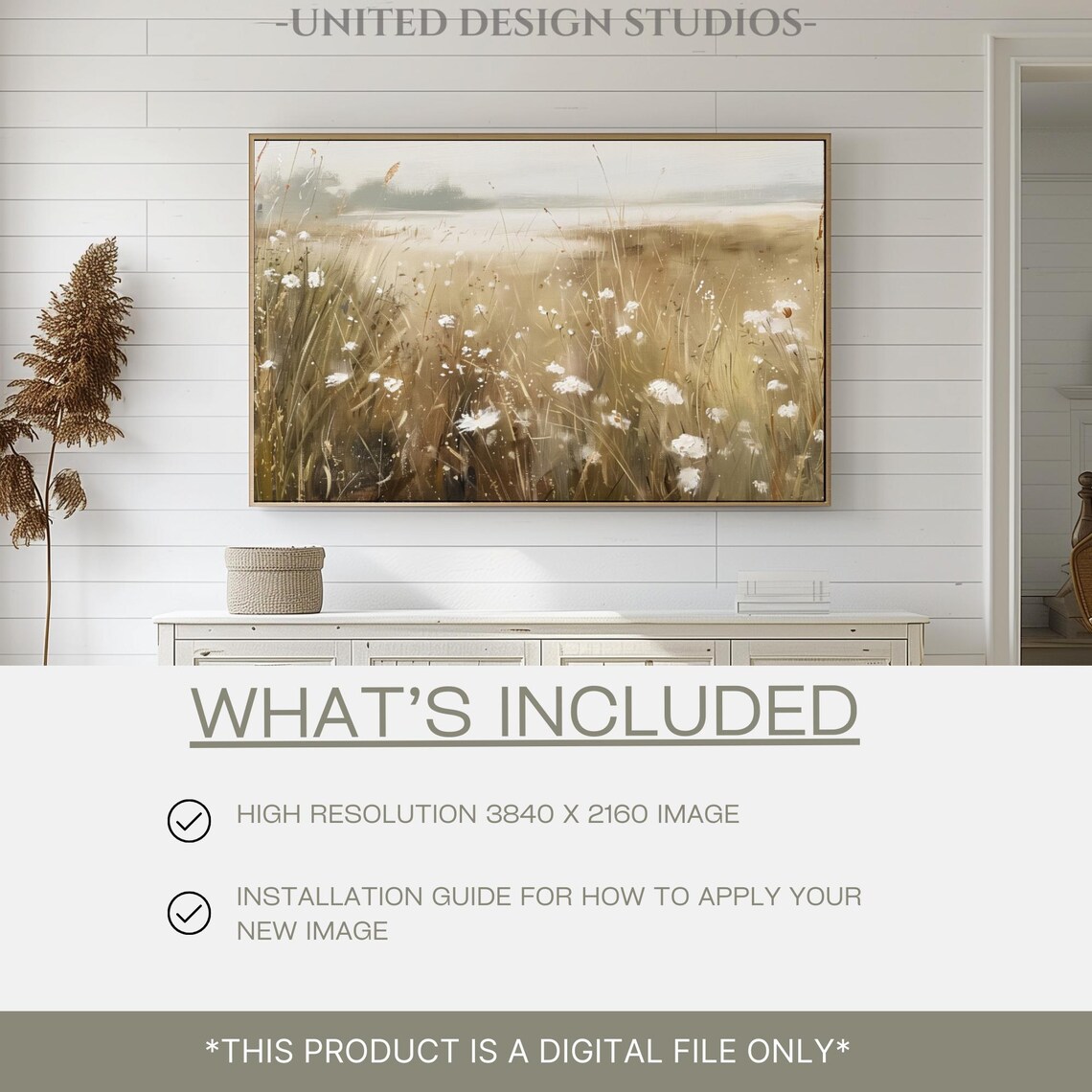 Golden Summer Wildflower Meadow Warm Oil Painting Art Poster - Image 2