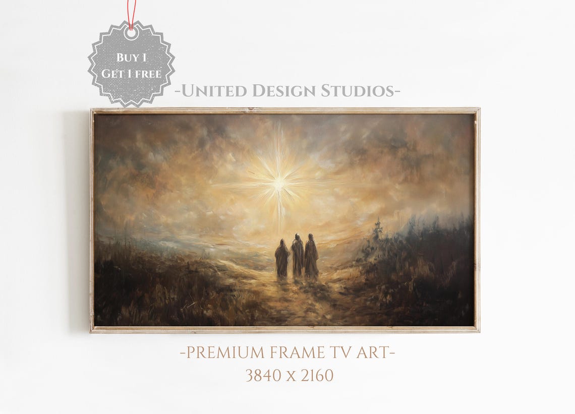 Three Wise Men Walking Star Night Sky Christmas Nativity Poster
