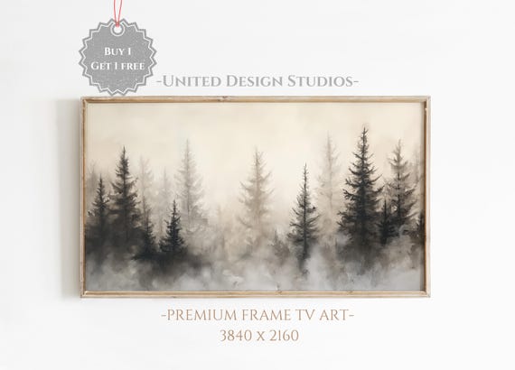 Winter Forest Landscape Art Print, Rustic Neutral