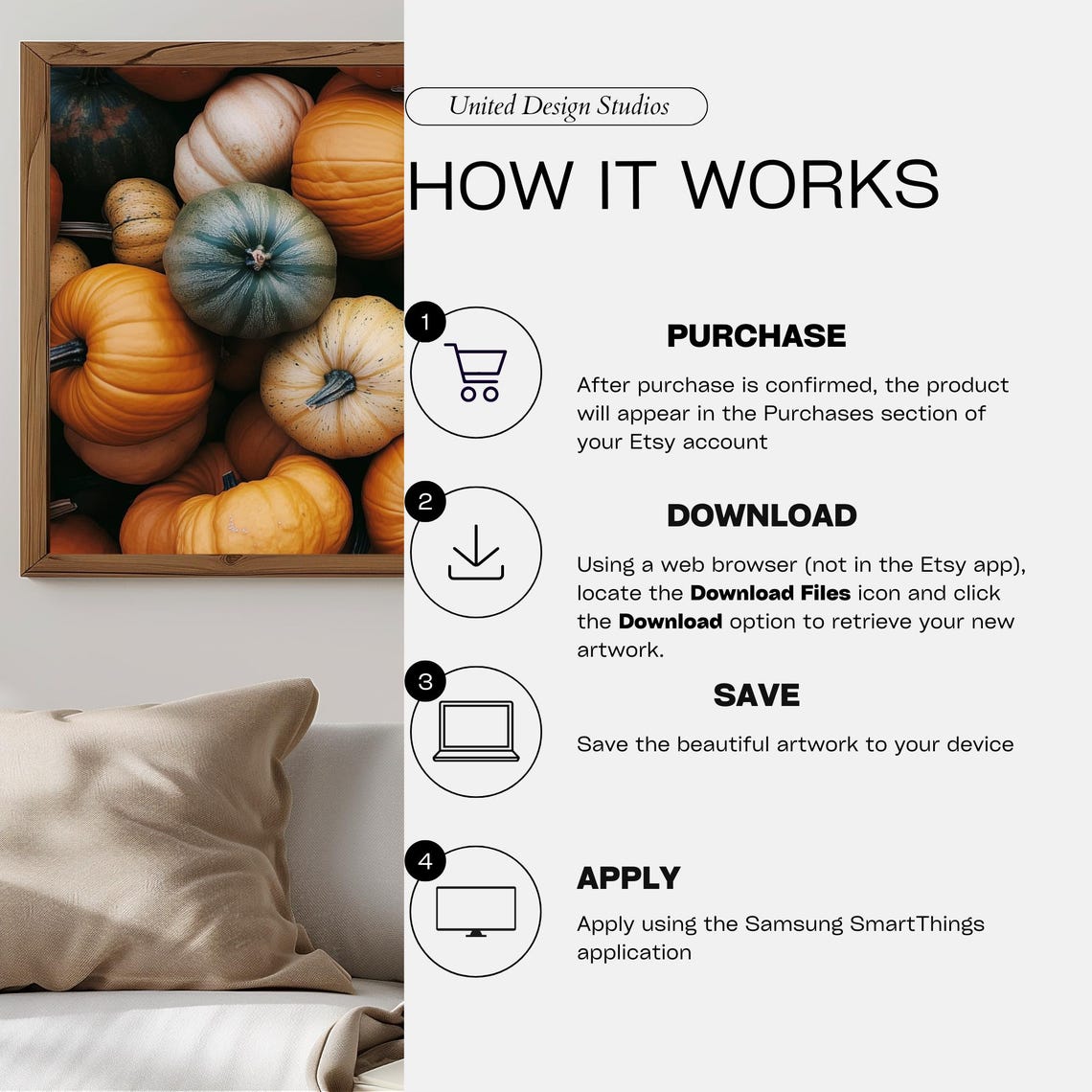 Fall Pumpkin Artwork Collection Set Of Four Autumn Paintings Wall Art - Image 3
