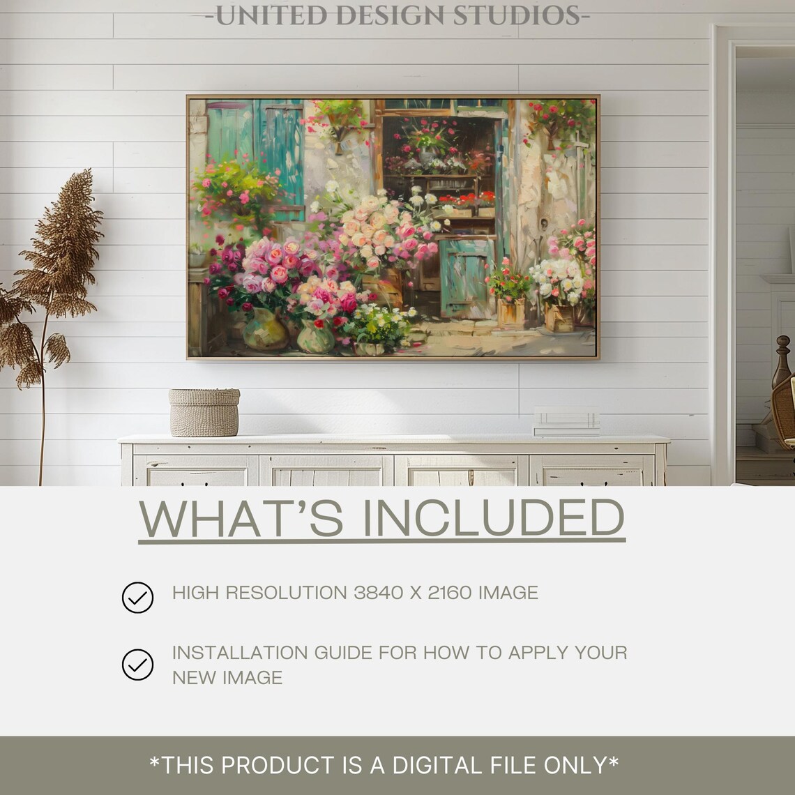 French Flower Shop Storefront Roses Vintage Bouquet Floral Art Poster - Image 2