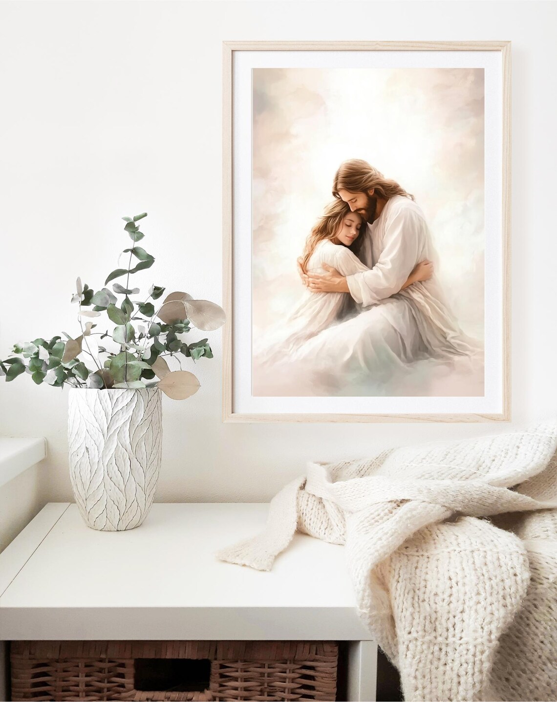 Comfort With Jesus Embracing Woman Christian Faith Painting Poster - Image 2