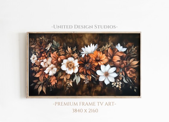 Moody Fall Flowers Bouquet Dark Baroque Autumn Floral Wall Art
