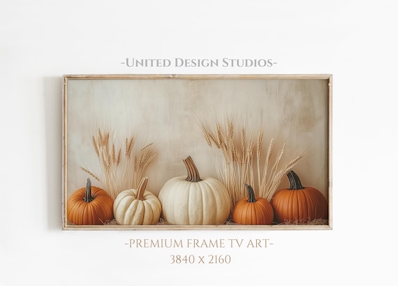 Pumpkins Wheat Harvest Still Life Painting Fall Farmhouse Decor Autumn Poster