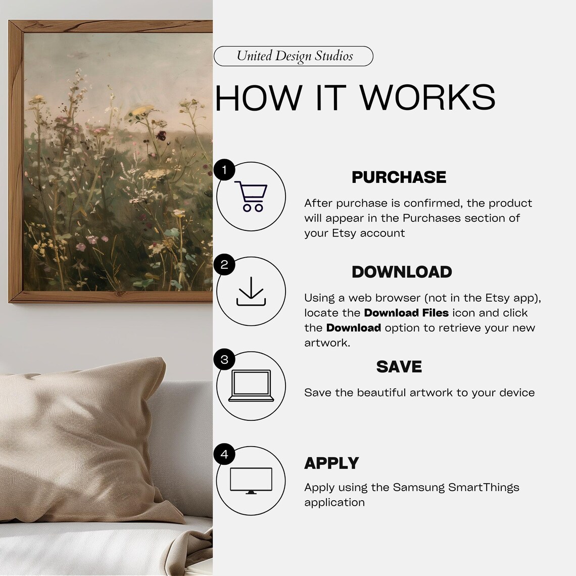 Fall Frame Tv Art Cottagecore Autumn Flower Field Oil Painting Of Fall Flowers For The Frame Tv Neutral Warm Wildflower Tv Art - Image 3