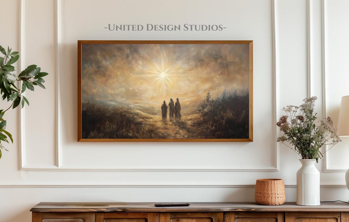 Three Wise Men Walking Star Night Sky Christmas Nativity Poster - Image 3