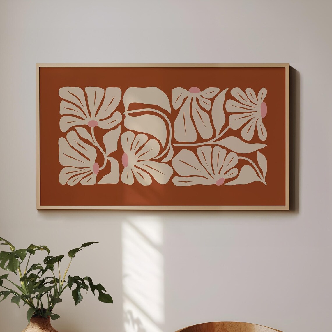 Retro Terracotta Autumn Floral Botanical Art Print