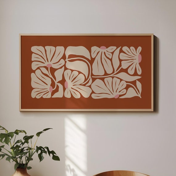 Retro Terracotta Autumn Floral Botanical Art Print