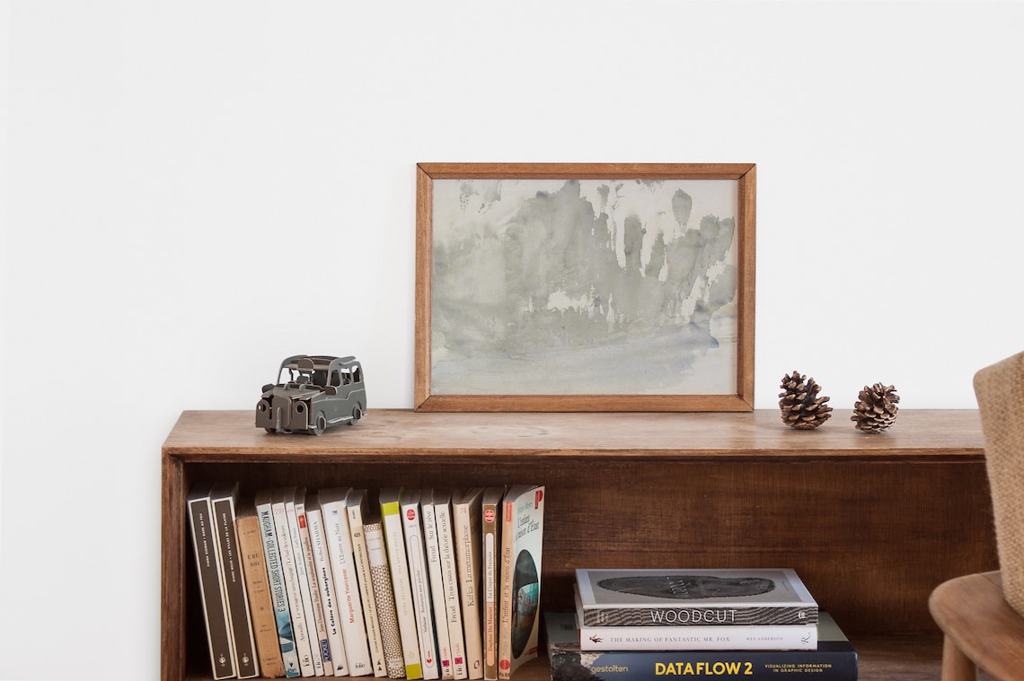 Neutral Brushstroke Abstract Watercolor Art Print - Image 2
