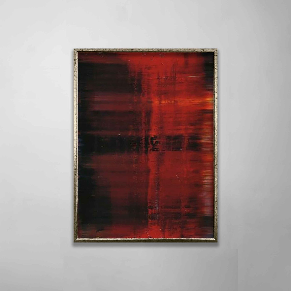 Crimson Red Black Abstract Expressionist Modern Wall Art Poster - Image 3