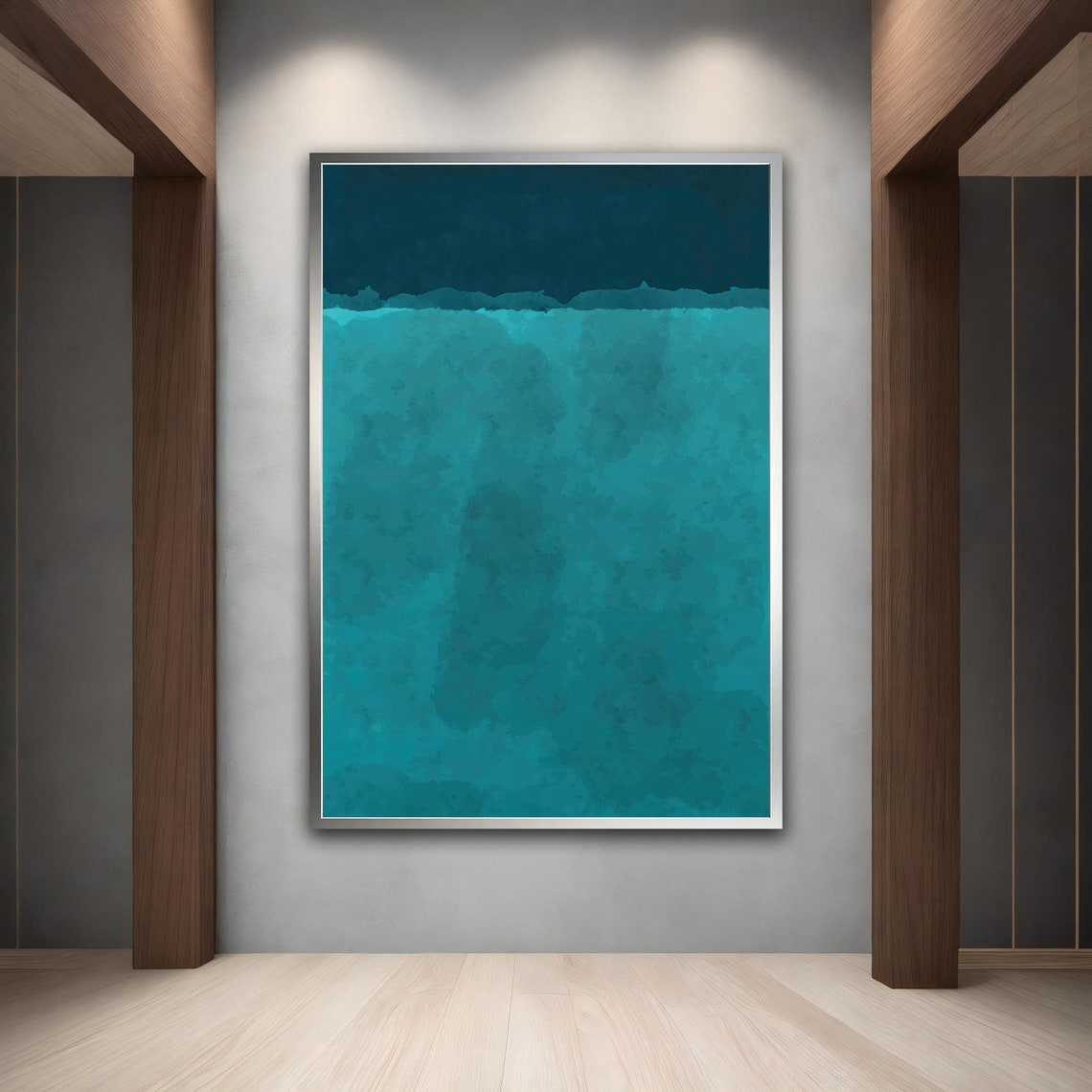 Turquoise Color Field Abstract Painting In Rothko Style Wall Art - Image 2