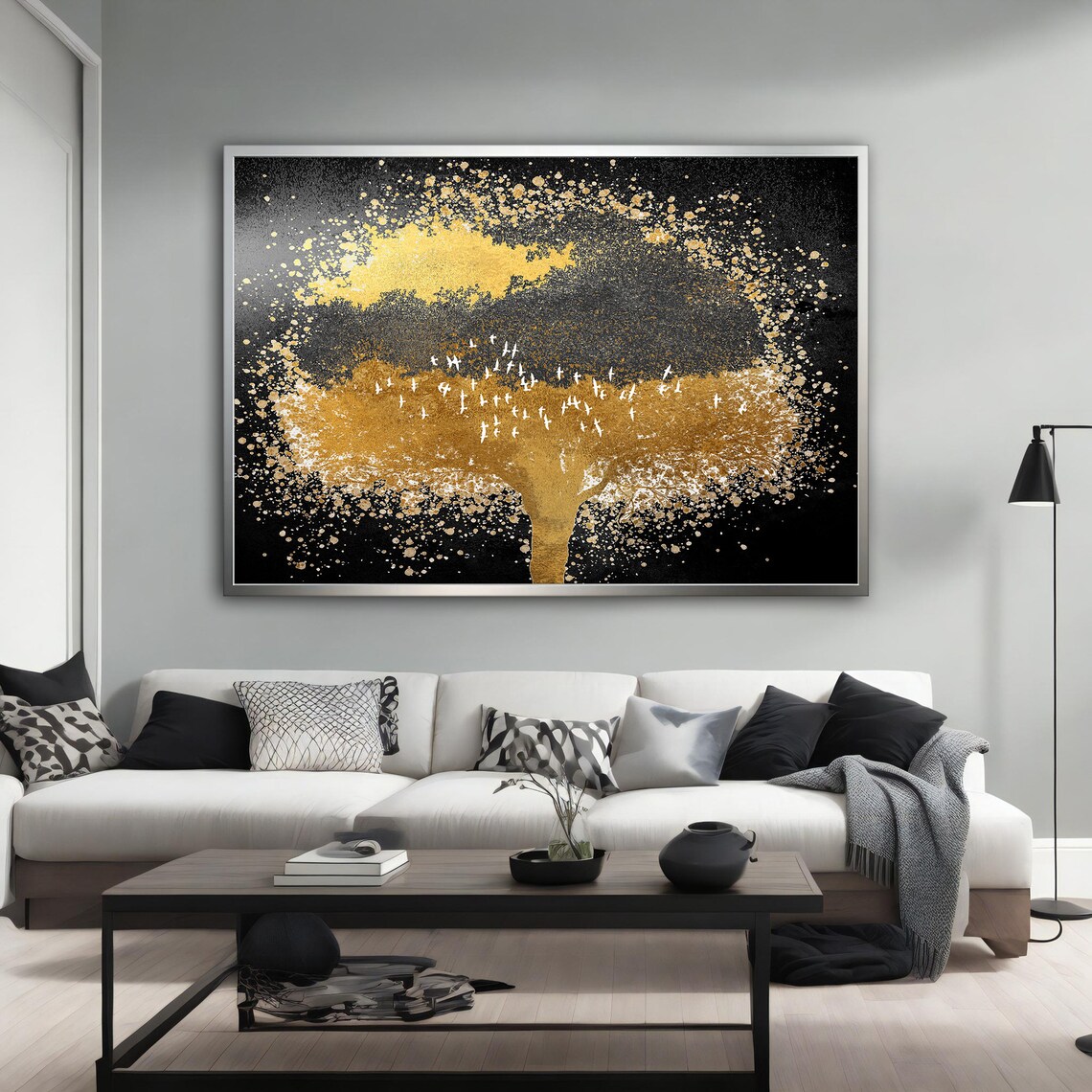 Gold Tree Modern Tree Abstract Wall Art Tree Poster Modern Tree Print Tree Painting Print Gold Tree Modern Wall Art - Image 3