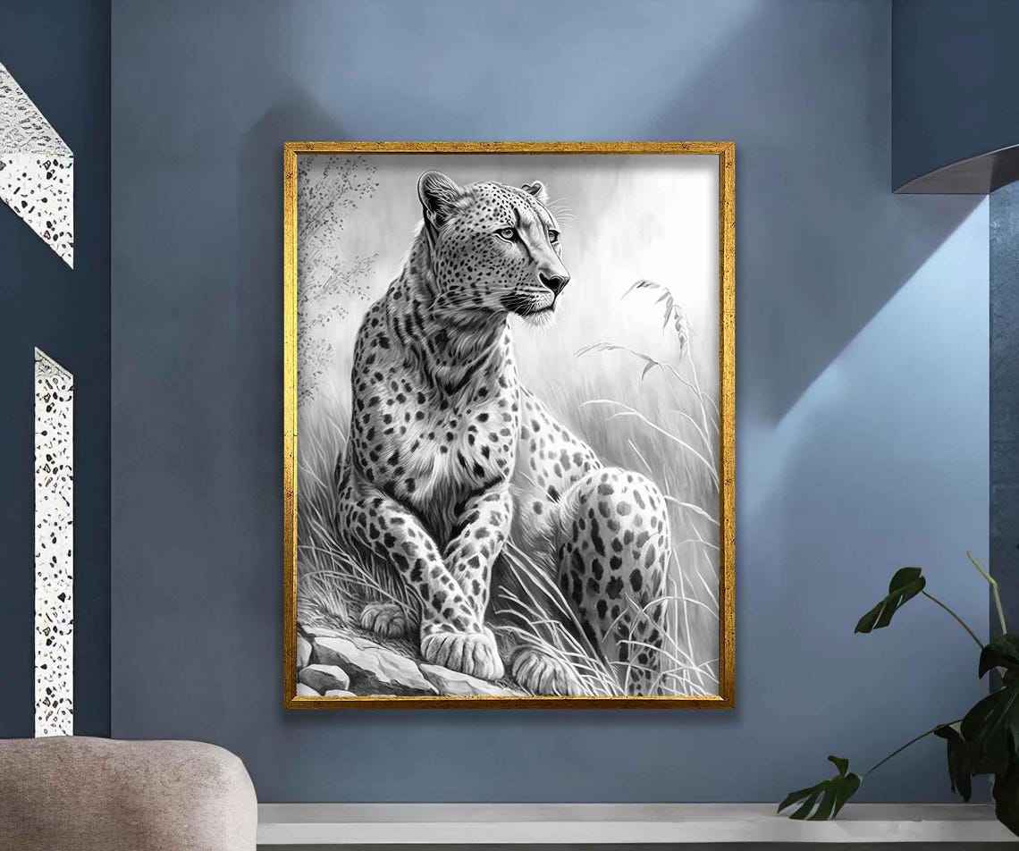 Black And White Leopard Poster Print - Image 3