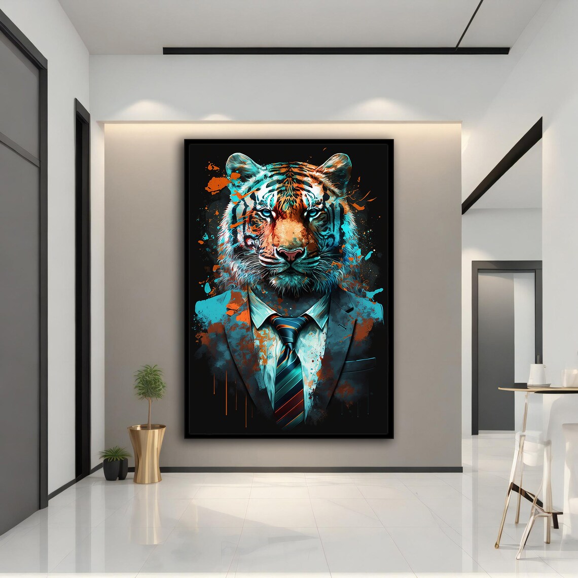 Tiger In Suit Tie Funny Business Animal Portrait Wall Art Poster - Image 4