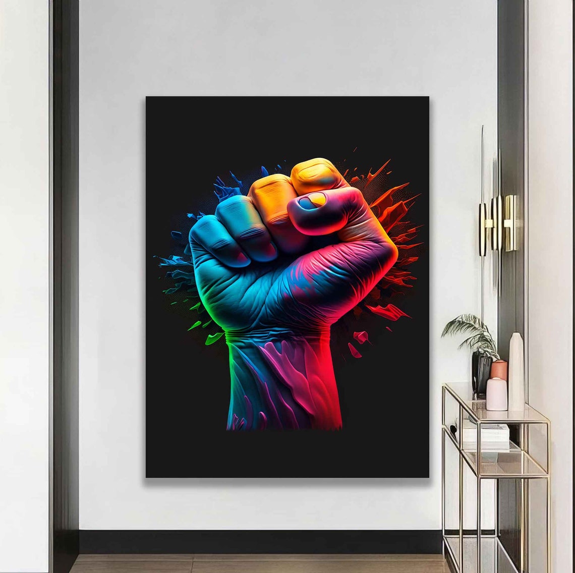 Fist Wall Art Colorful Fist Painting Fist Print Fist Wall Art Fist Fist Modern - Image 2