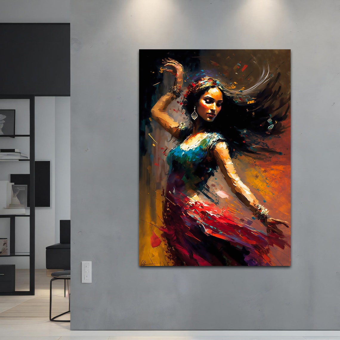 Flamenco Dancer Red Skirt Swirling Hair Expressive Dance Art Print - Image 4