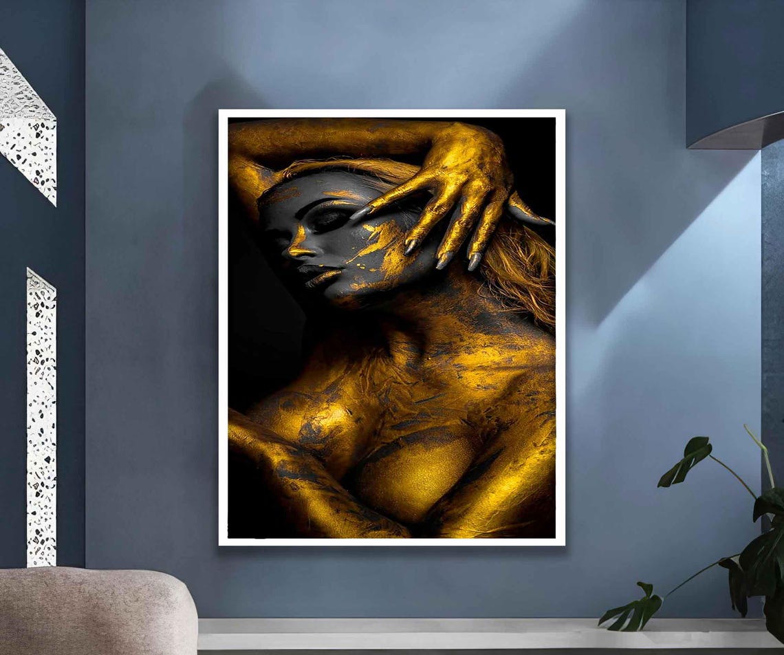 Gold Woman Painting Modern Woman Wall Art Modern Woman Print Woman Woman Wall Decor Woman Wall Art - Image 2