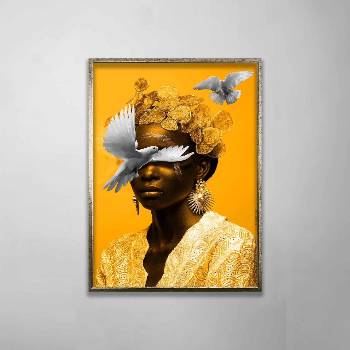 Woman With Bird Wall Art Colorful Modern Woman Print African Woman Painting Woman Wall Decor Bird Wall Art - Image 3