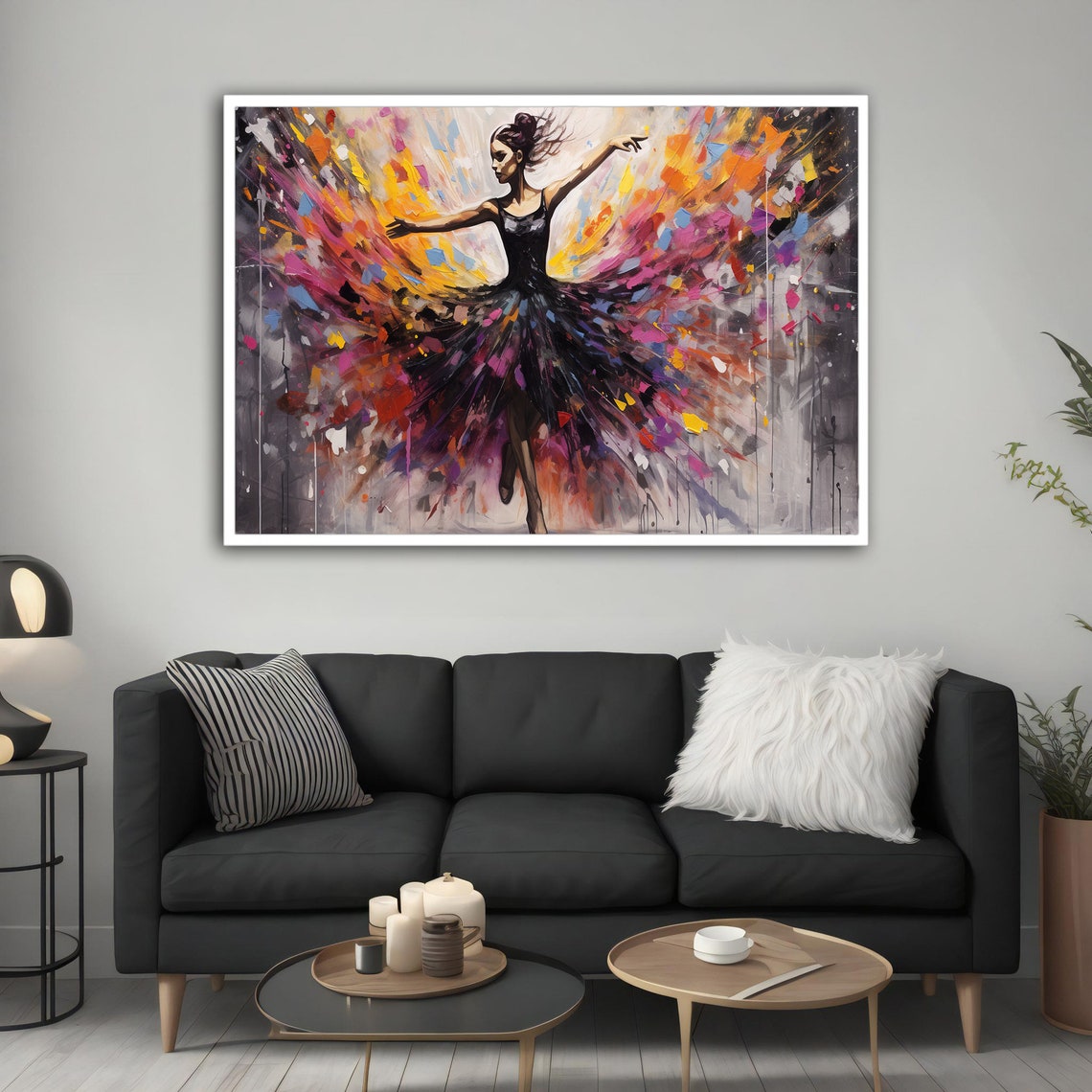 Abstract Ballerina Dancer Exploding Colorful Paint Modern Art Poster - Image 3