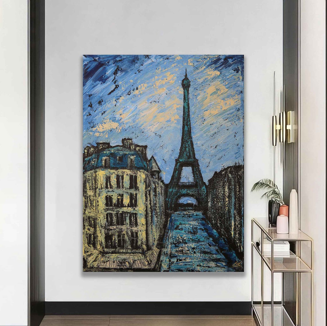 Paris Eiffel Tower Street View Impasto Oil Painting Style Poster - Image 2