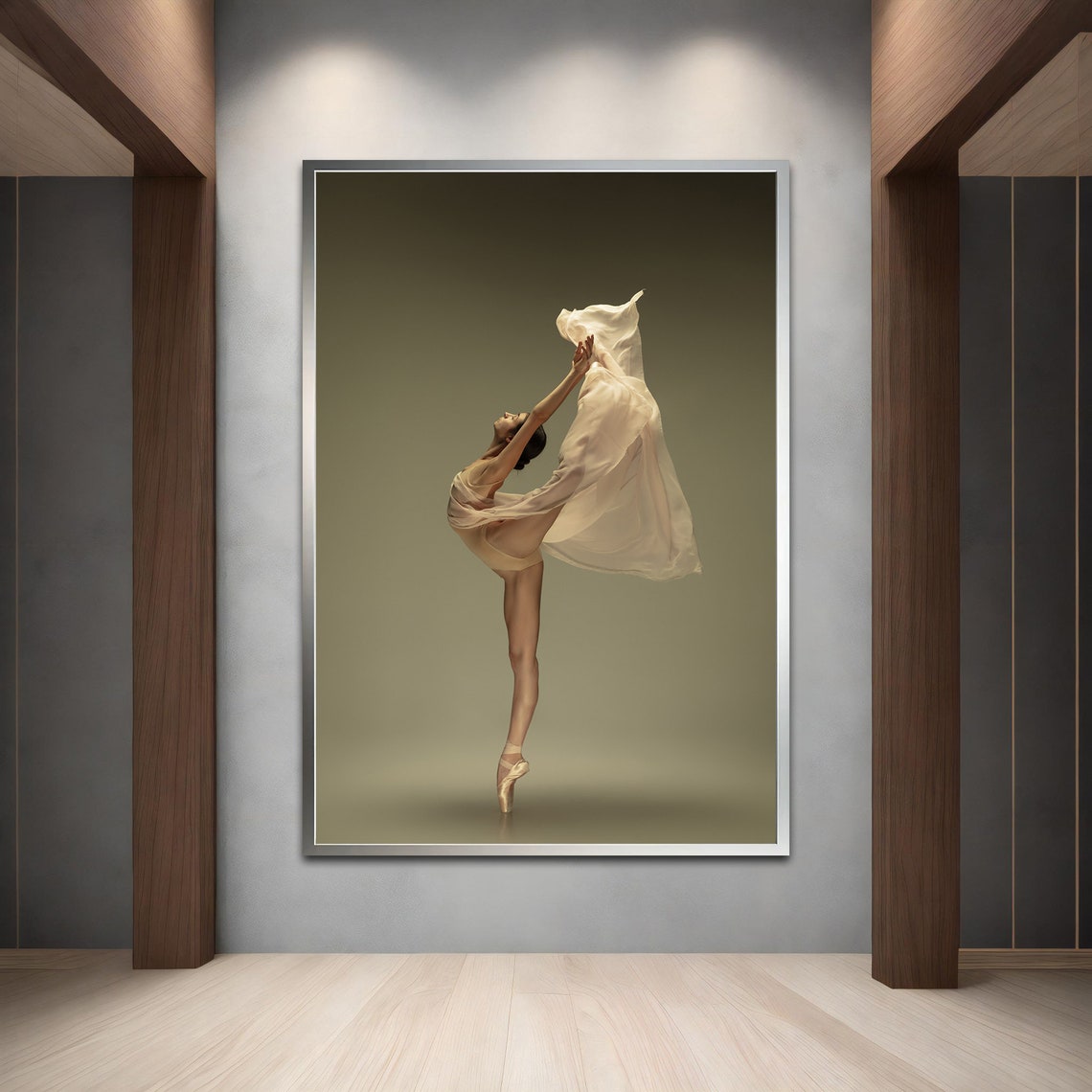 Ballerina En Pointe Flowing Fabric Elegant Dance Photo Art Print - Image 2