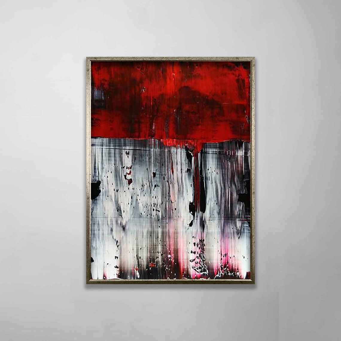 Red and Gray Abstract Color Field Modern Minimalist Wall Art Poster - Image 2
