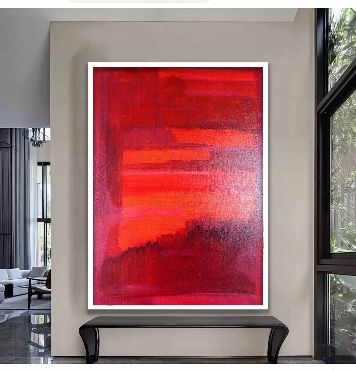 Rothko Style Red Color Field Abstract Blocks Crimson Modern Art Poster - Image 5