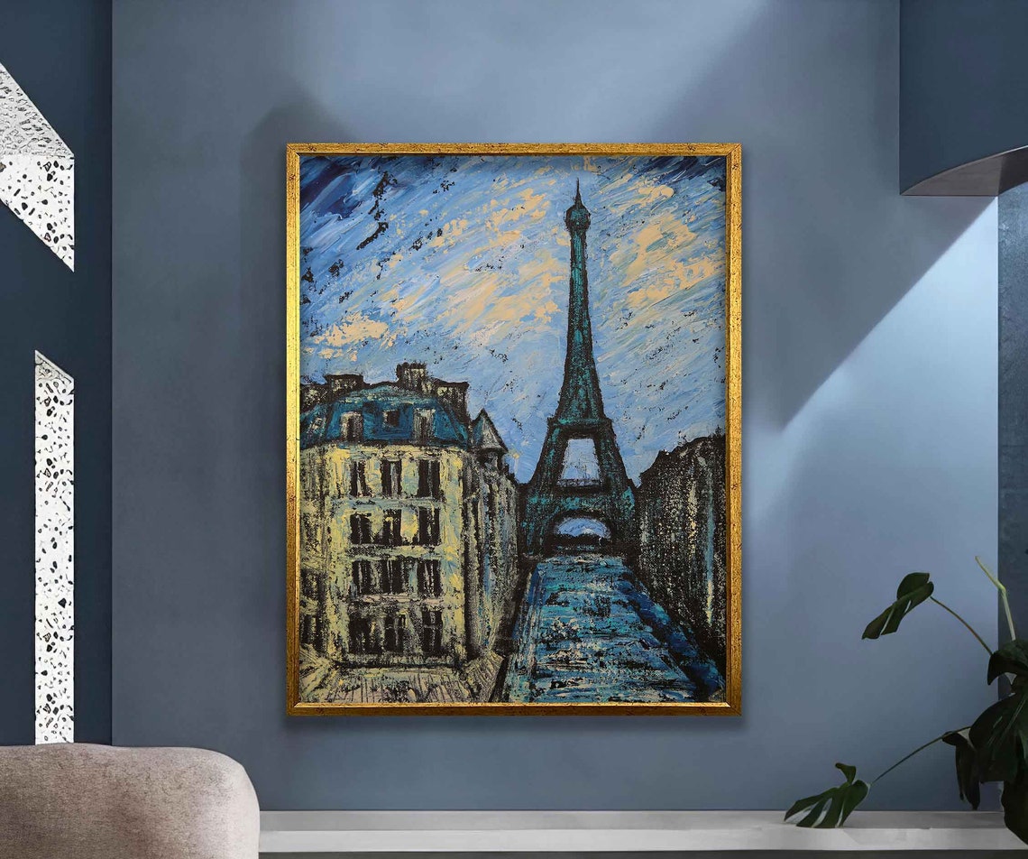 Paris Eiffel Tower Street View Impasto Oil Painting Style Poster - Image 4