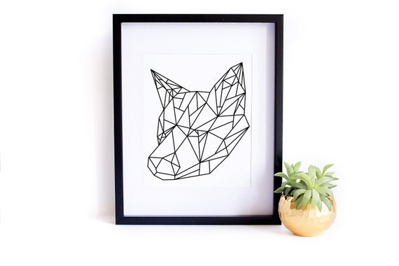 Geometric Fox Print Fox Geo Fox Wall Art Print Wall Art Print Fox Minimalist Art Minimalist Print