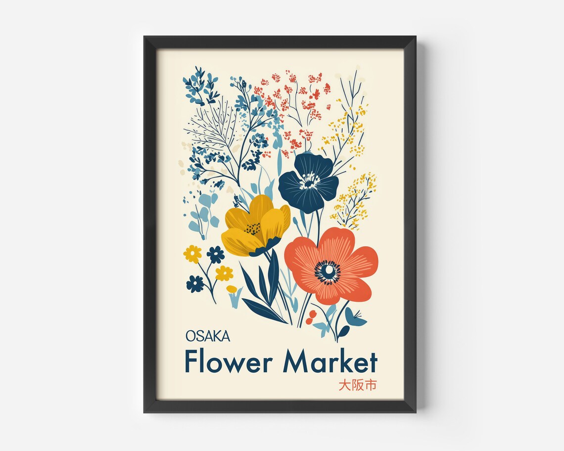 Osaka Market Blossoms Vintage Japan Travel Poster