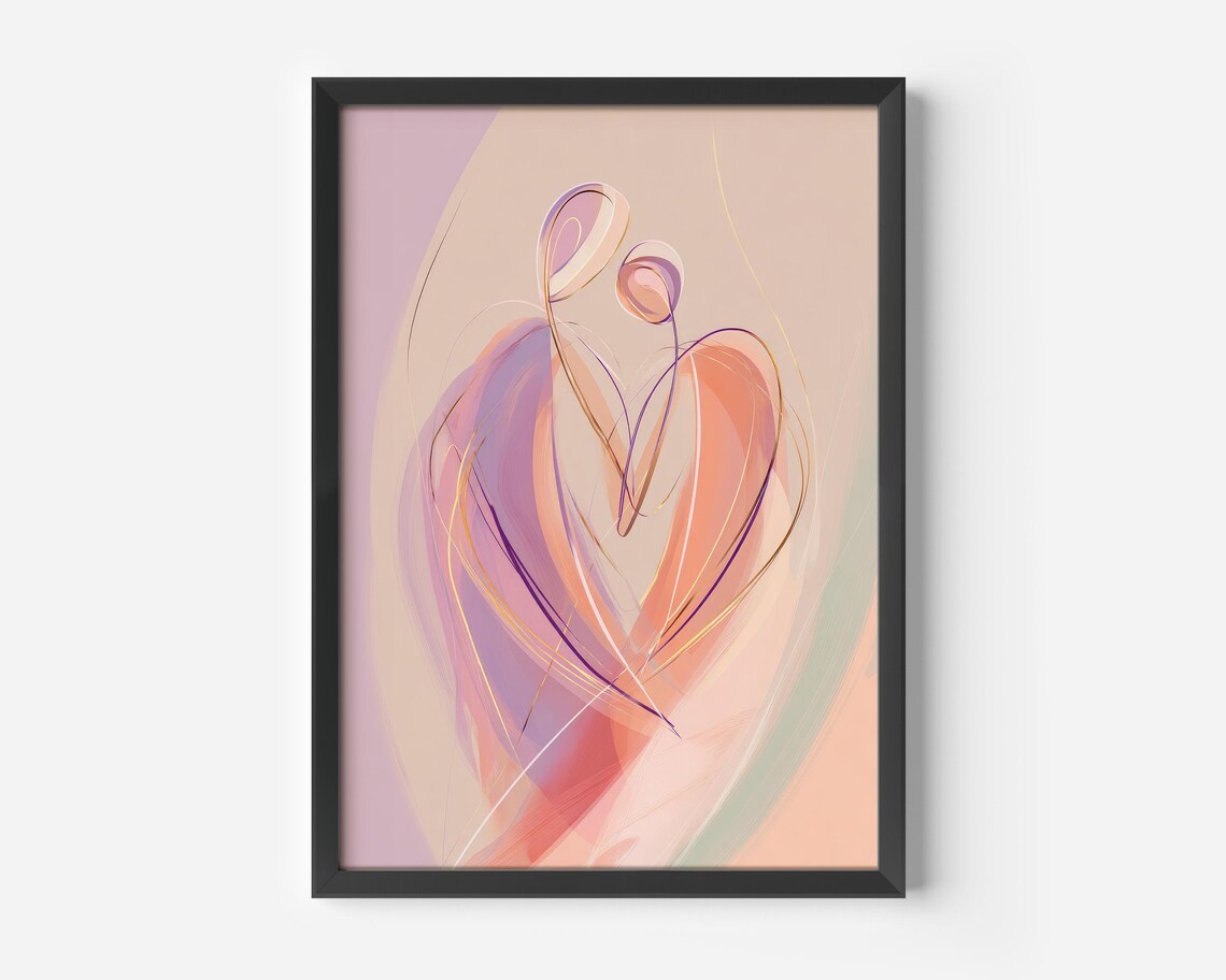 Heart Scandi Abstract Illustration, Modern Living Room Art Print