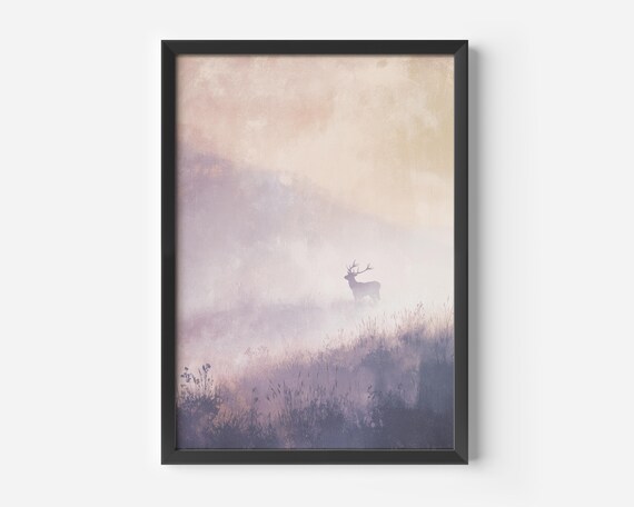 Forest Art Living Room Nature Style Deer Watercolor Light Play Soft Pastel Colors For Tranquility Landscape Print Animal Decoration Bedroom Hallway