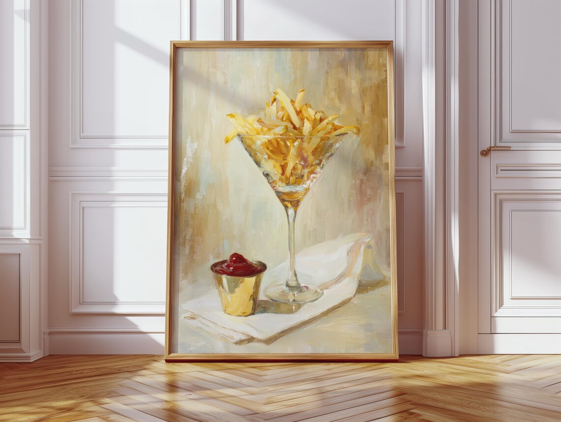 Modern Fries Illustration Poster With Retro Flair