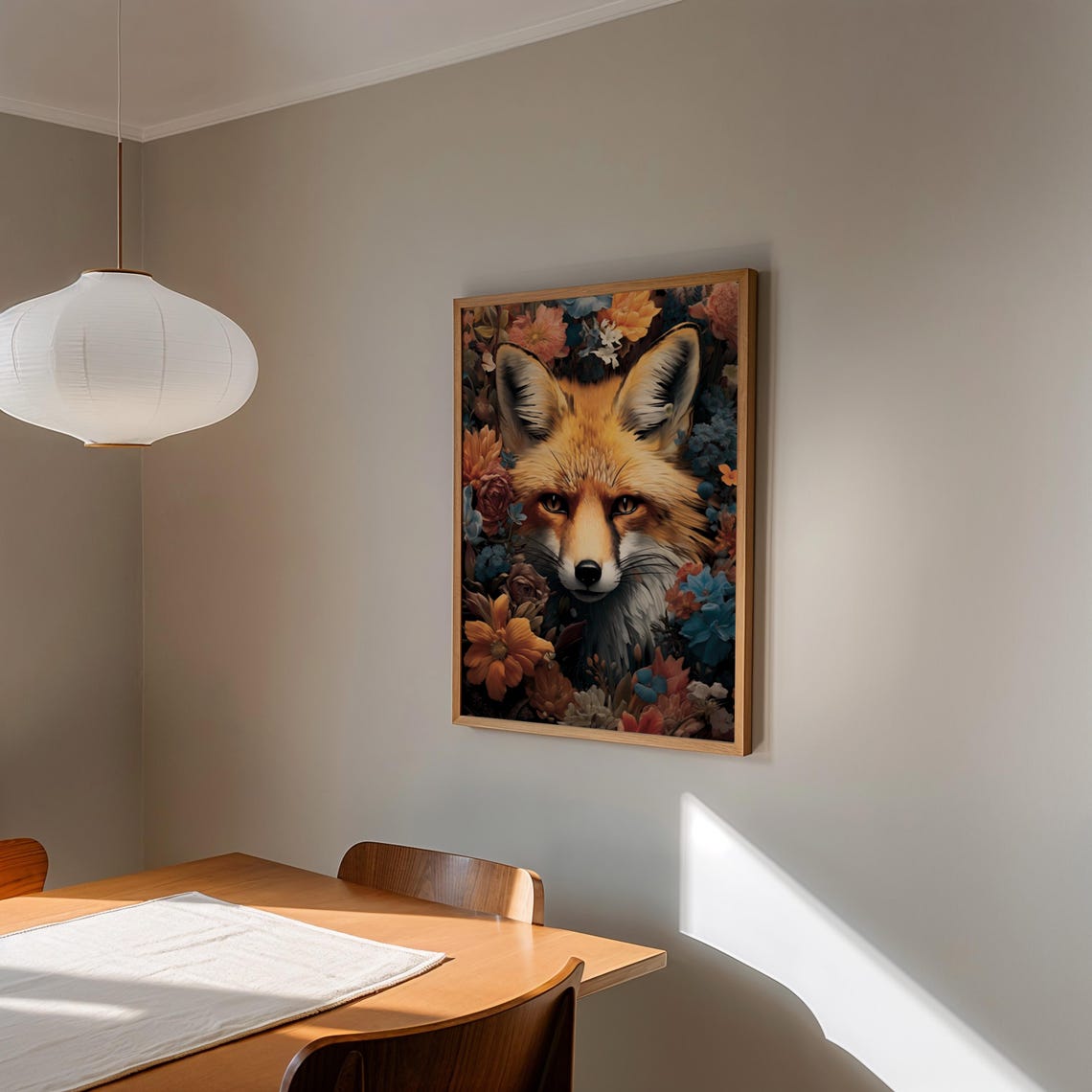 Enchanted Fox Portrait Poster with a Colorful Floral Surround - Image 2