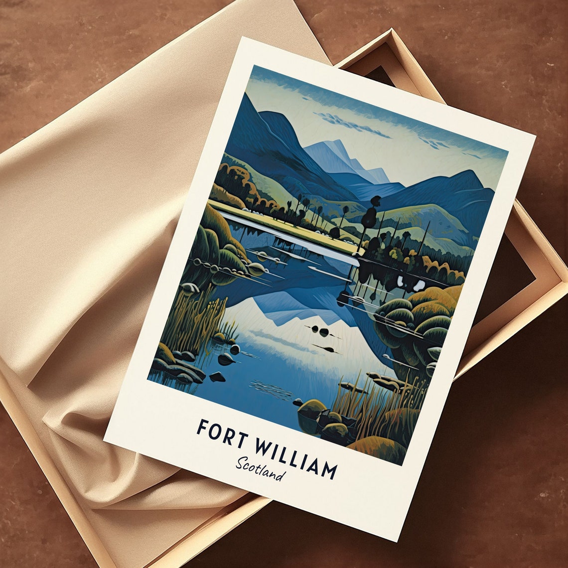 Fort William Scotland Mountain Lake Reflection Travel Poster - Image 3