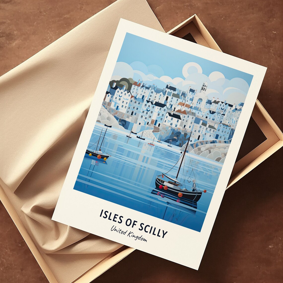 Isles of Scilly England Whitewashed Harbor Boats Travel Poster - Image 3