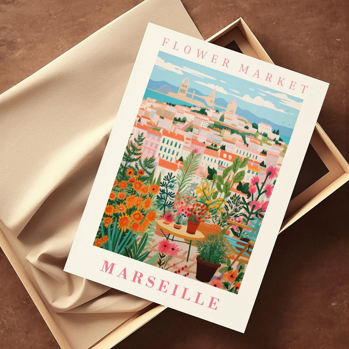 Marseille Flower Market Poster Wall Decor France Floral Illustration Botanical Gallery Wall Art Gift For Friend Travel Poster Modern - Image 2