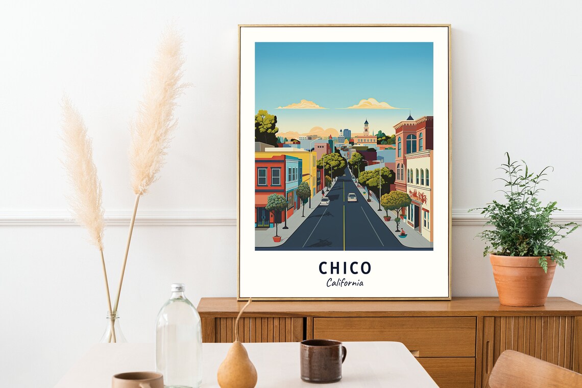 Chico Historic Main Street in California Small-Town Travel Poster - Image 2