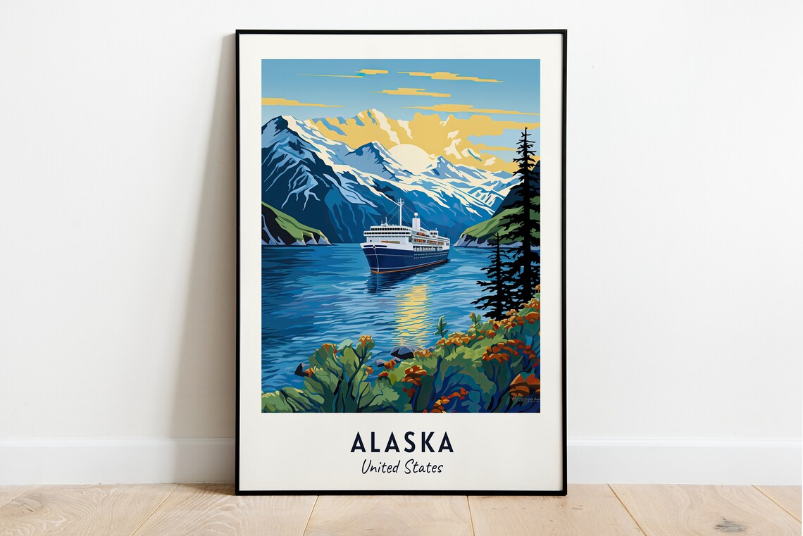 Alaska City Travel Poster, United States Print