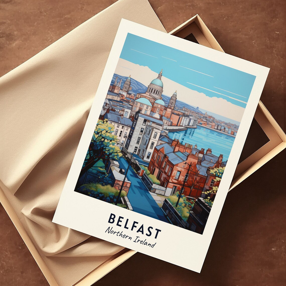 Belfast Northern Ireland City Hall Dome River Cityscape Poster - Image 3