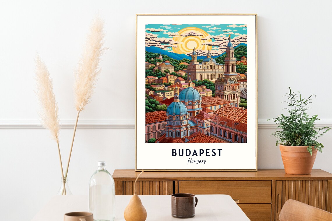 Budapest Hungary Church Domes Sunrise Cityscape Travel Poster - Image 2