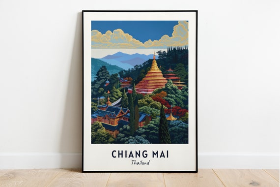 Chiang Mai Thailand Travel Poster, City Print