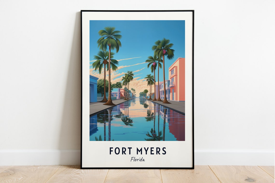 Fort Myers Travel Print Wall Art Fort Myers Florida City Print Fort Myers Travel Gift Fort Myers City Poster