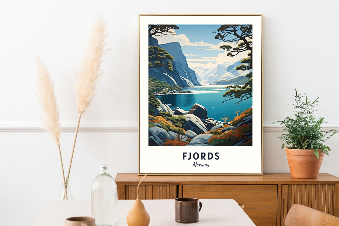Fjords Norway Travel Print Wall Art Fjords Norway City Print Fjords Norway Travel Gift Fjords Norway Poster - Image 2